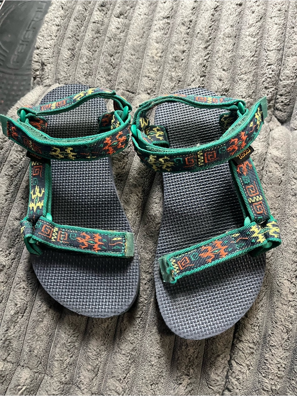Teva Kids Sandals with Green and Multicolor Patterned Straps